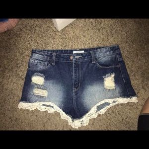 Lace Jean Shorts